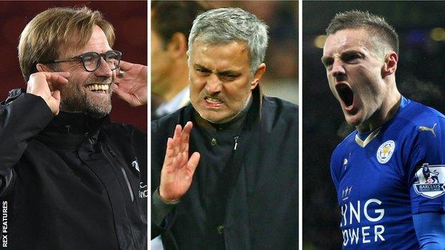 Jose Mourinho, Jamie Vardy, Jurgen Klopp