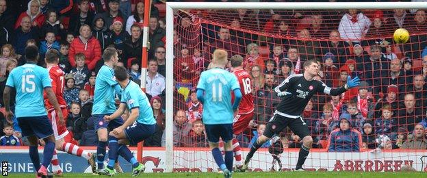 Kenny McLean scores for Aberdeen against Hamilton Academical