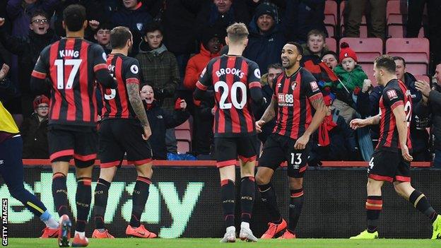 Bournemouth celebrate Callum Wilson's opener against West Ham