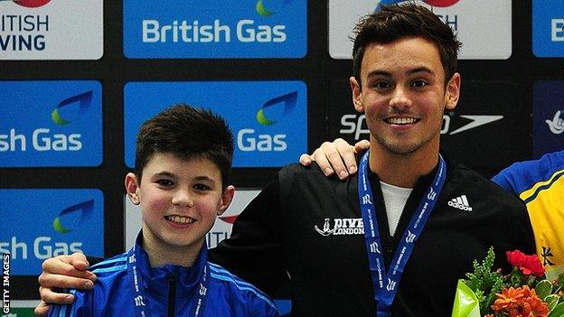 Matthew Dixon and Tom Daley at the 2015 British Diving Championships