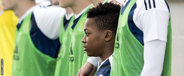 Celtic's Dembele is quite a bit shorter than the others in the Scotland squad