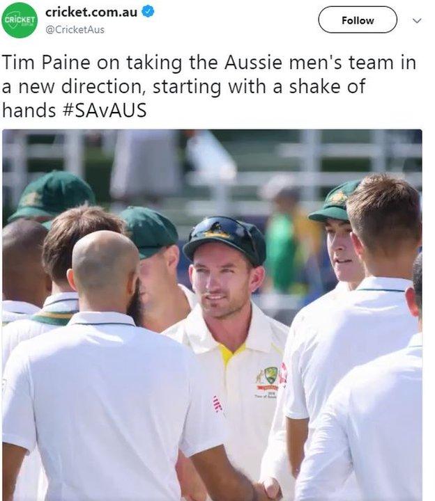 Tweet by Cricket Australia