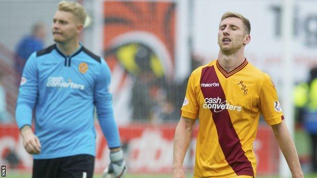 Motherwell players after the defeat to Hamilton