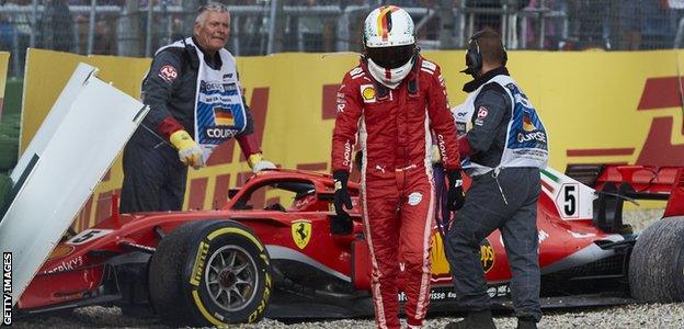 Sebastian Vettel crashes out of the German Grand Prix