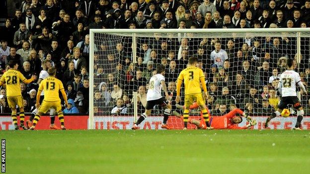 Derby open the scoring against Fulham at the iPro Stadium