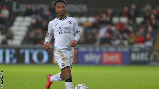 Ethan Laird in action for Swansea City