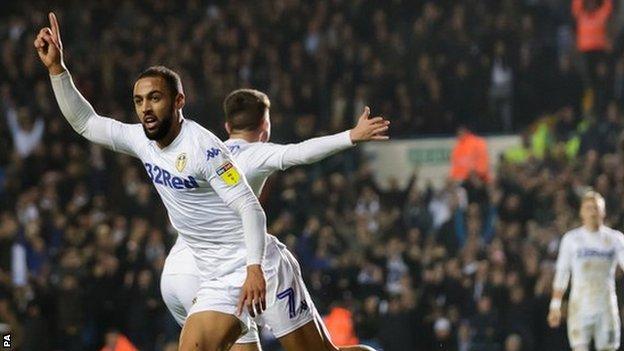 Kemar Roofe celebrates his equalising goal against Blackburn