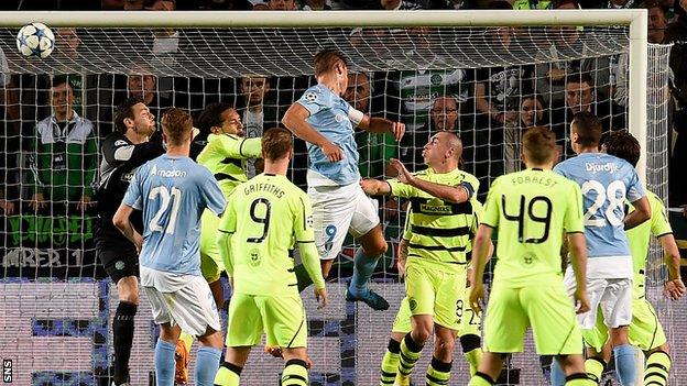 Markus Rosenberg scores for Malmo against Celtic