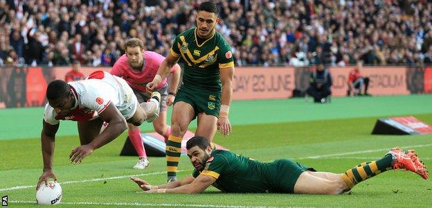 Jermaine McGillvary scored three tries for England during the tournament - only Ryan Hall scored as many