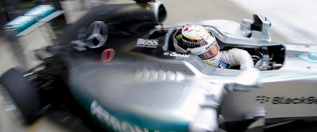 Lewis Hamilton in action during qualifying