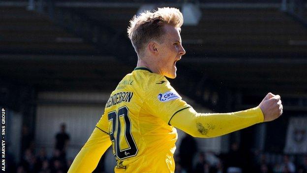 Ewan Henderson celebrates the winning goal