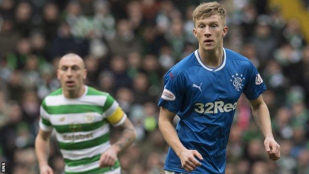 Rangers midfielder Ross McCrorie playing Celtic