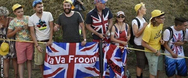 Fans support Chris Froome during the Tour de France