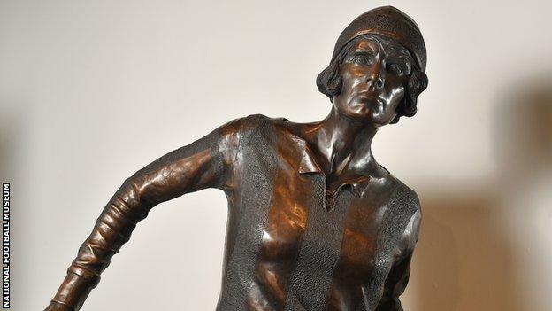 A statue of footballer Lily Parr housed in the National Football Museum in Manchester