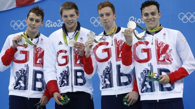 Team GB's Stephen Milne, Duncan Scott, Dan Wallace and James Guy