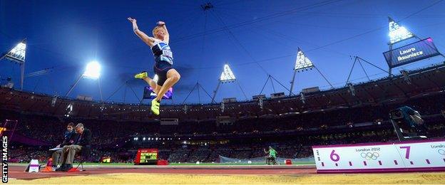 Greg Rutherford in action during the London 2012 Olympics