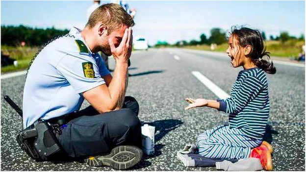 Danish police officer and young girl