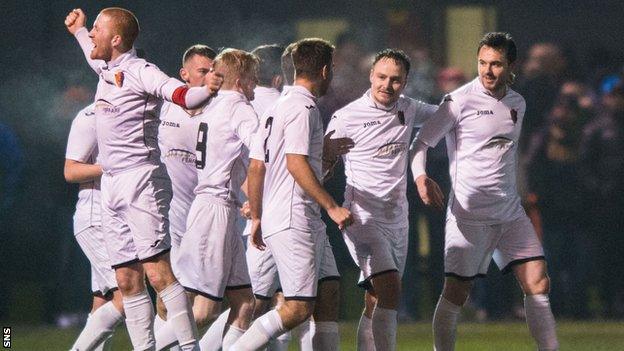 East Kilbride's Sean Winter (second from right) celebrates having doubled the lead