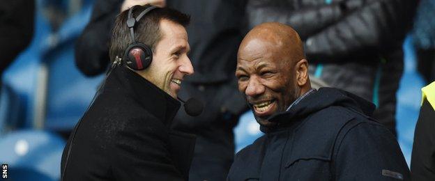 Neil McCann shares a joke with former Rangers defender Marvin Andrews