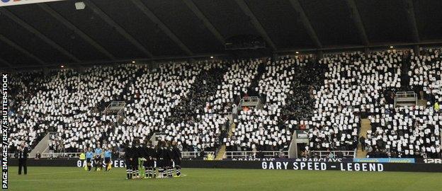 Newcastle United fans tribute to Gary Speed at the time of his death