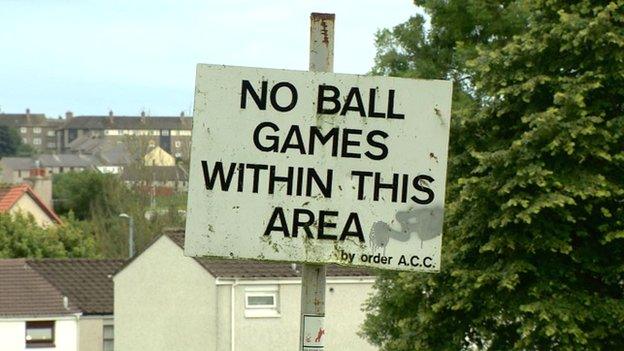 No ball games sign