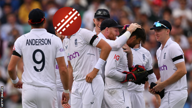 An England bowler with his face hidden