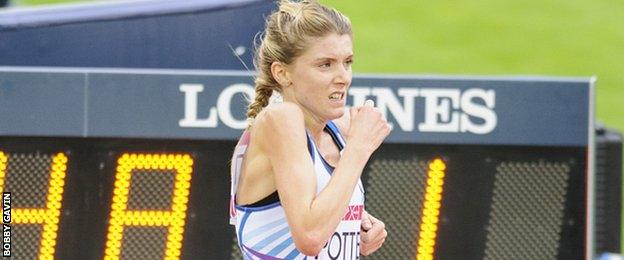 Beth Potter competes for Scotland at the 2014 Commonwealth Games in Glasgow