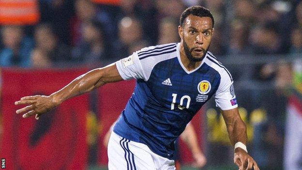 Matt Phillips in action for Scotland in their 3-0 win against Lithuania