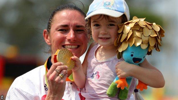 Dame Sarah Storey and daughter