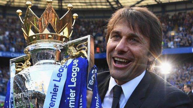 Chelsea boss Antonio Conte celebrates winning the title - and his team were paid almost £151m by the Premier League