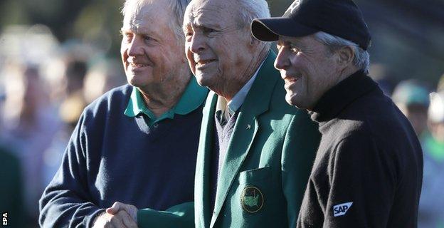 Jack Nicklaus of the US, Arnold Palmer of the US and Gary Player of South Africa