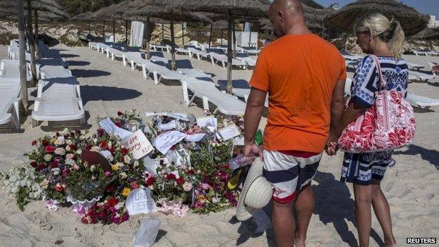 Tributes at site of Tunisia beach shooting