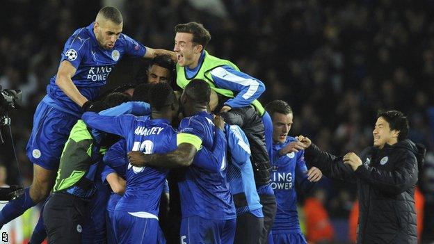 Leicester players celebrate