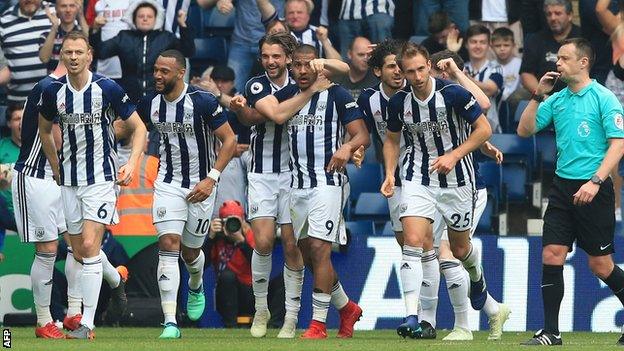 West Brom celebrate Rondon goal