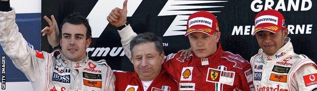 Kimi Raikkonen on the podium in Australia in 2007