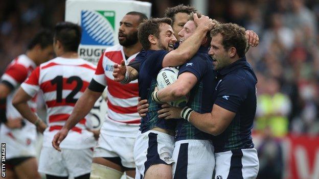 Scotland celebrate against Japan