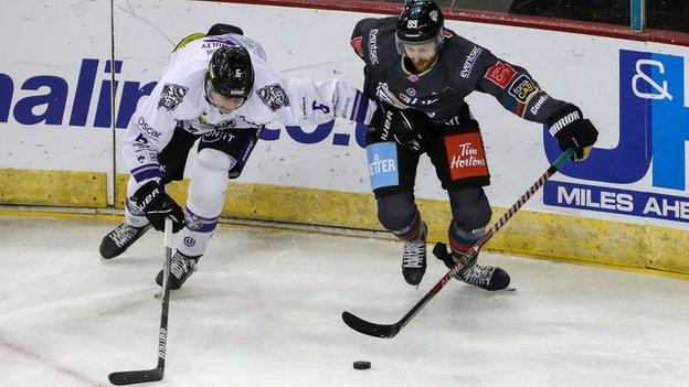 Ciaran Long (right) in action against Manchester Storm