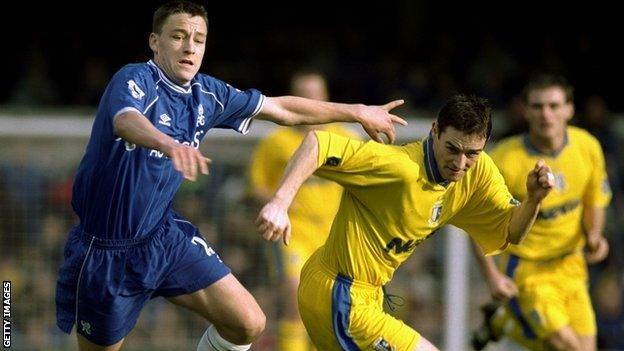 John Terry playing for Chelsea against Gillingham in 1990