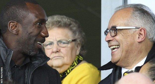 QPR boss Jimmy Floyd Hasselbaink (left) and Burton chairman Ben Robinson