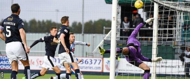 Falkirk goalkeeper Danny Rogers kept Kilmarnock at bay with a string of saves