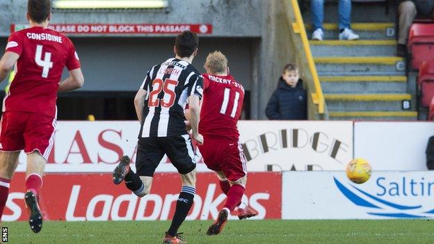 Aberdeen winger Gary Mackay-Steven scores against St Mirren