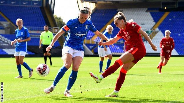 Birmingham City women against Liverpool in a pre-season friendly