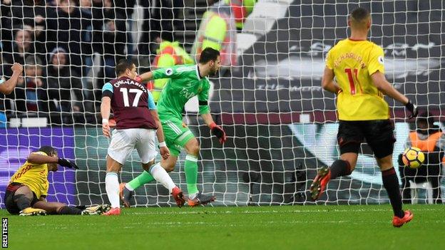 West Ham take the lead against Watford