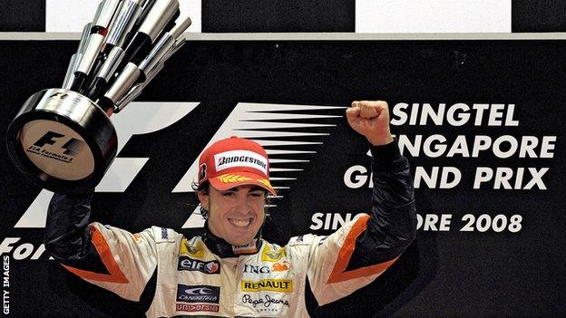 Fernando Alonso 2008 win in Singapore