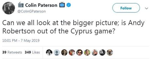 Scotland v Cyprus tweet