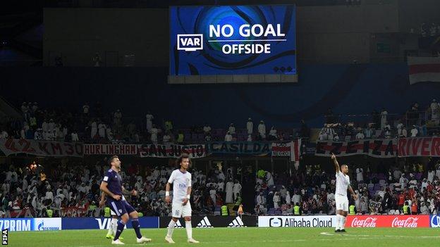 VAR in use at the Club World Cup semi-final between Real Madrid and Kashima Antlers