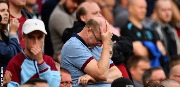 West Ham supporters show their frustration