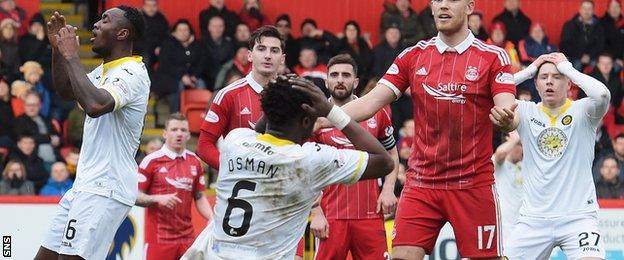 Abdul Osman nodded over the bar with the only real chance Partick created at Pittodrie