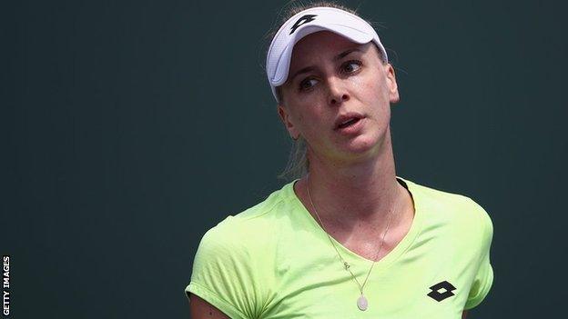 Naomi Broady reacts after losing to Marina Erakovic