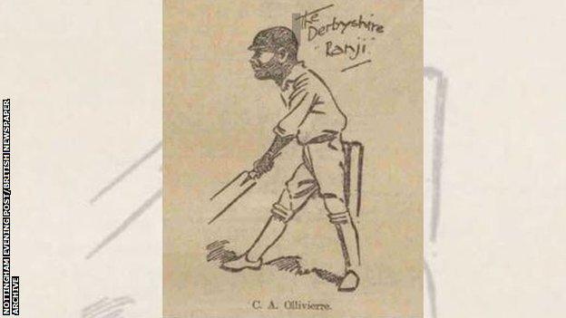 A caricature of Charles Ollivierre published in the Nottingham Evening Post in 1904